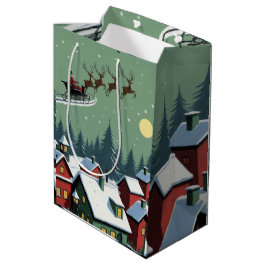 Kerstman en zijn slee medium cadeauzakje