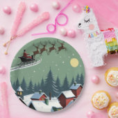 Kerstman en zijn slee papieren bordje (Feest)