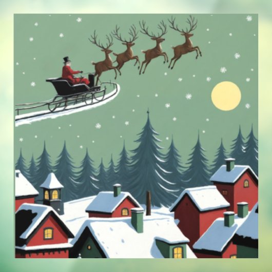 Kerstman en zijn slee raamsticker (Vel 3)