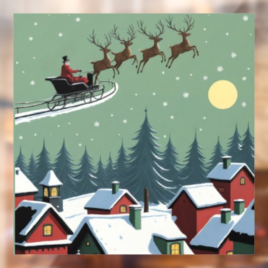 Kerstman en zijn slee raamsticker (Vel 2)