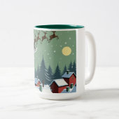 Kerstman en zijn slee tweekleurige koffiemok (Voorkant rechts)