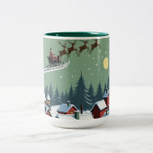 Kerstman en zijn slee tweekleurige koffiemok (Center)