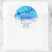 Kerstman en zijn vliegende rendier - Geloof - Keuk Ronde Sticker (Tas)