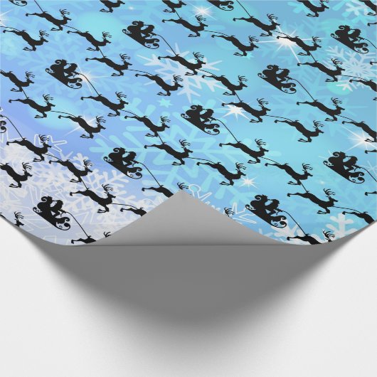 Kerstman en zijn vliegende rendierkerst cadeaupapier (Hoek)