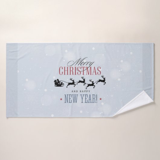 Kerstman en zijn vliegende rendierster Silhouette Bad Handdoek (Badhanddoek)