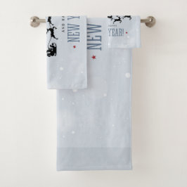 Kerstman en zijn vliegende rendierster Silhouette Bad Handdoek