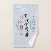 Kerstman en zijn vliegende rendierster Silhouette Bad Handdoek (Handdoek)