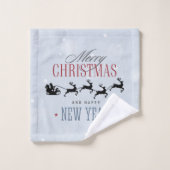 Kerstman en zijn vliegende rendierster Silhouette Bad Handdoek (Wasdoekje)