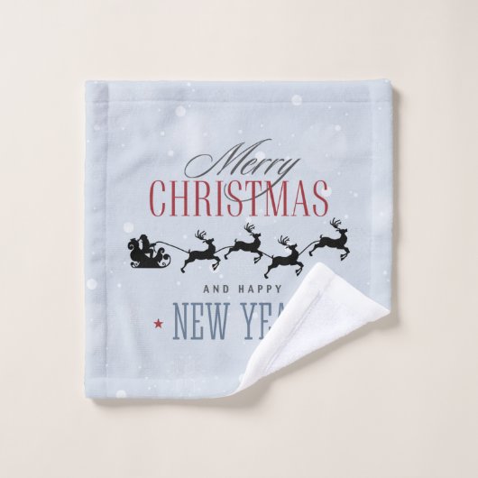 Kerstman en zijn vliegende rendierster Silhouette Bad Handdoek (Wasdoekje)