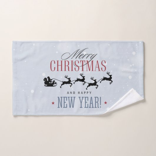 Kerstman en zijn vliegende rendierster Silhouette Bad Handdoek (Handdoek)
