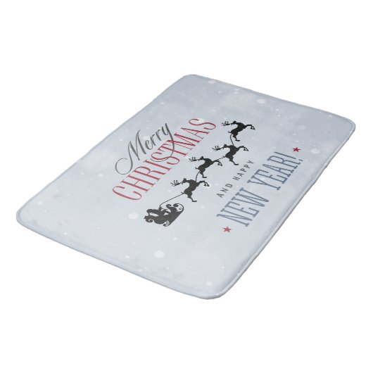 Kerstman en zijn vliegende rendierster Silhouette Badmat (Gekanteld)