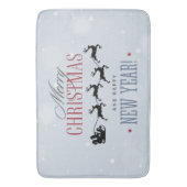 Kerstman en zijn vliegende rendierster Silhouette Badmat (Voorkant Verticaal)