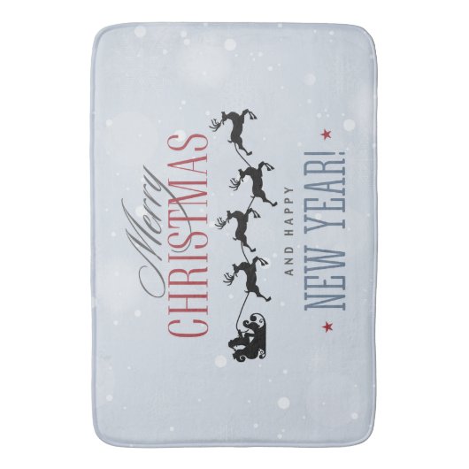 Kerstman en zijn vliegende rendierster Silhouette Badmat (Voorkant Verticaal)