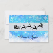 Kerstman en zijn vliegende rendierster Silhouette Bedankkaart (Voorkant)
