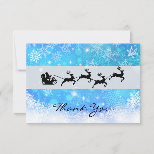 Kerstman en zijn vliegende rendierster Silhouette Bedankkaart (Voorkant)