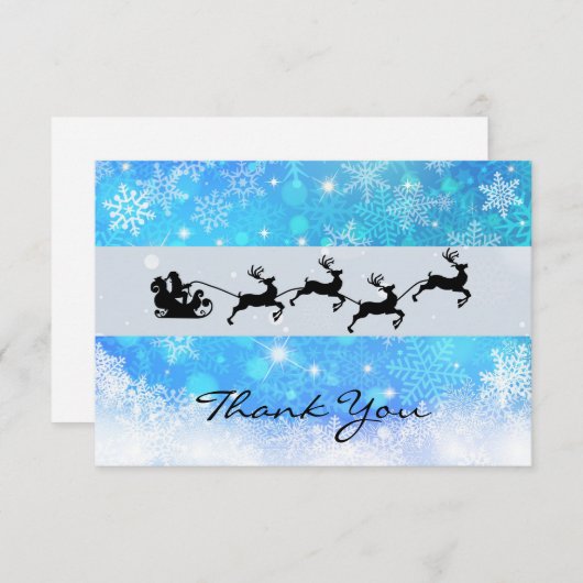 Kerstman en zijn vliegende rendierster Silhouette Bedankkaart (Voorkant / Achterkant)