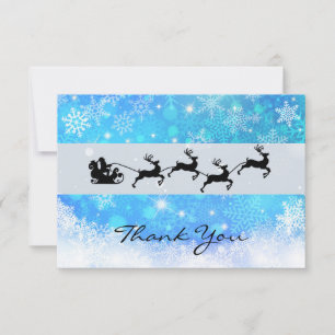 Kerstman en zijn vliegende rendierster Silhouette Bedankkaart