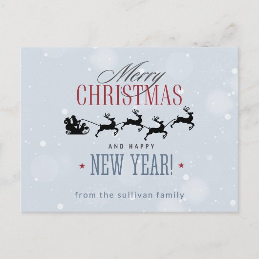 Kerstman en zijn vliegende rendierster Silhouette Briefkaart (Voorkant)