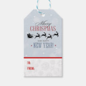 Kerstman en zijn vliegende rendierster Silhouette Cadeaulabel (Voorkant)