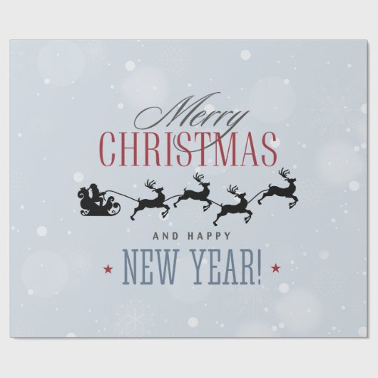 Kerstman en zijn vliegende rendierster Silhouette Cadeaupapier (Vlak)