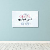 Kerstman en zijn vliegende rendierster Silhouette Canvas Afdruk (Insitu (Houten vloer))