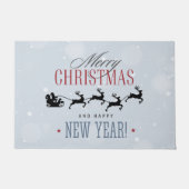 Kerstman en zijn vliegende rendierster Silhouette Deurmat (Voorkant)