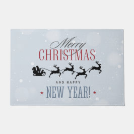 Kerstman en zijn vliegende rendierster Silhouette Deurmat