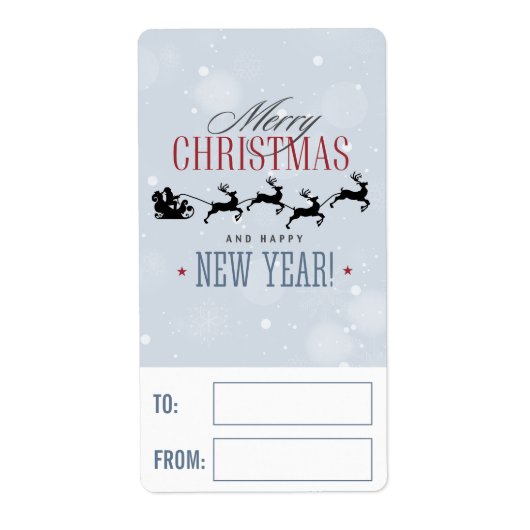 Kerstman en zijn vliegende rendierster Silhouette Etiket (Voorkant)