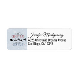 Kerstman en zijn vliegende rendierster Silhouette Etiket