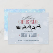 Kerstman en zijn vliegende rendierster Silhouette Feestdagenkaart (Voorkant / Achterkant)