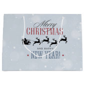 Kerstman en zijn vliegende rendierster Silhouette Groot Cadeauzakje (Voorkant)