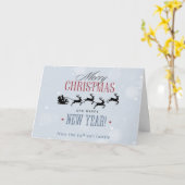 Kerstman en zijn vliegende rendierster Silhouette Kaart (Gele Bloem)