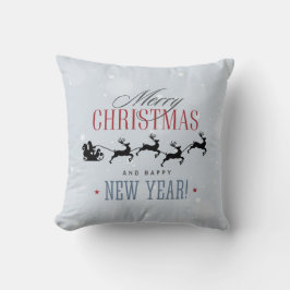 Kerstman en zijn vliegende rendierster Silhouette Kussen