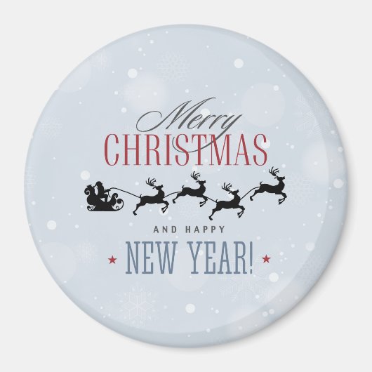 Kerstman en zijn vliegende rendierster Silhouette Magneet (Voorkant)