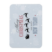 Kerstman en zijn vliegende rendierster Silhouette Magneet (Verticaal)