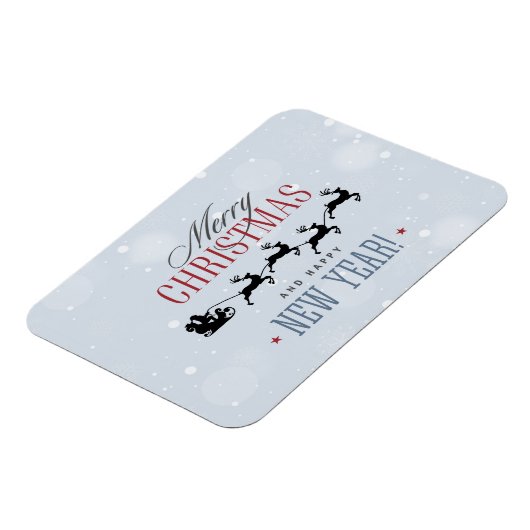 Kerstman en zijn vliegende rendierster Silhouette Magneet (Linkerzijde)