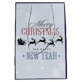 Kerstman en zijn vliegende rendierster Silhouette Medium Cadeauzakje (Voorkant)