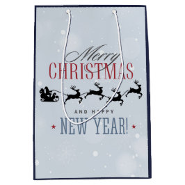 Kerstman en zijn vliegende rendierster Silhouette Medium Cadeauzakje