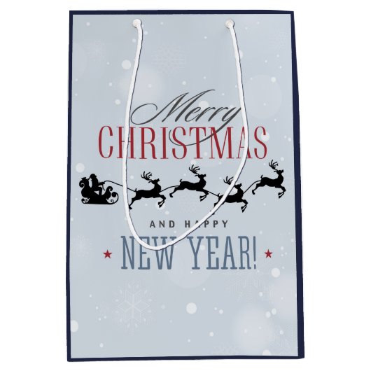 Kerstman en zijn vliegende rendierster Silhouette Medium Cadeauzakje (Voorkant)