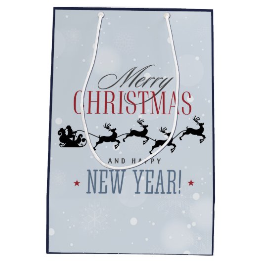 Kerstman en zijn vliegende rendierster Silhouette Medium Cadeauzakje (Achterkant)