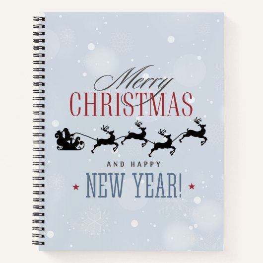 Kerstman en zijn vliegende rendierster Silhouette Notitieboek (Voorkant)