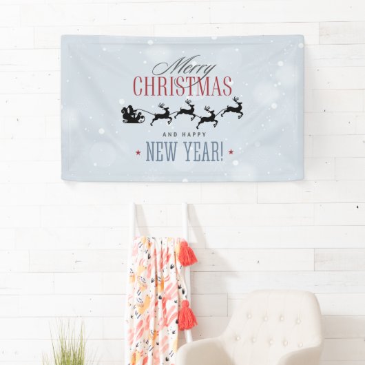 Kerstman en zijn vliegende rendierster Silhouette Spandoek (Insitu)