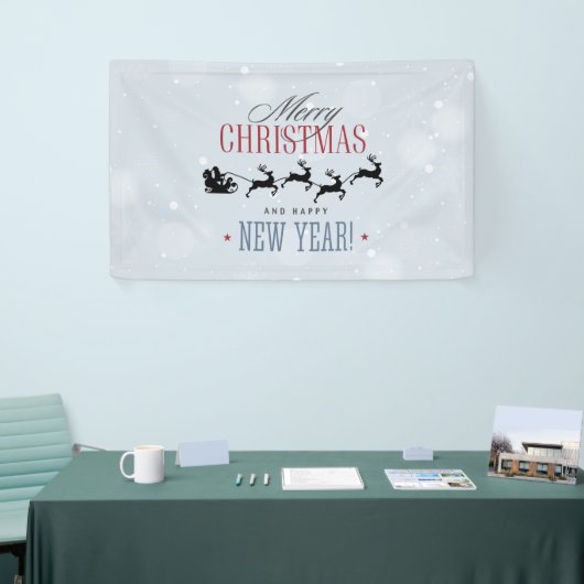 Kerstman en zijn vliegende rendierster Silhouette Spandoek (Beurs)