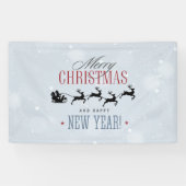 Kerstman en zijn vliegende rendierster Silhouette Spandoek (Horizontaal)