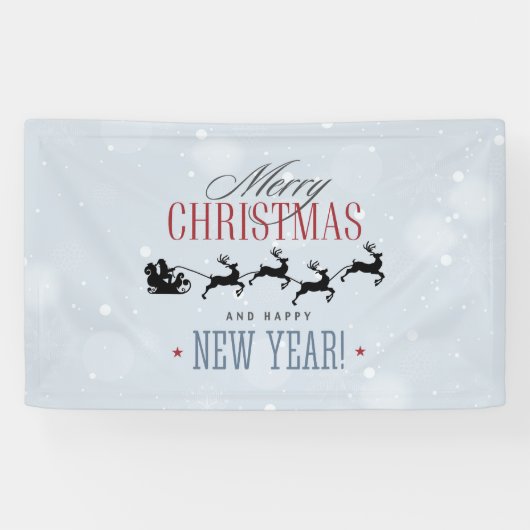 Kerstman en zijn vliegende rendierster Silhouette Spandoek (Horizontaal)