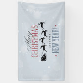 Kerstman en zijn vliegende rendierster Silhouette Spandoek (Verticaal)