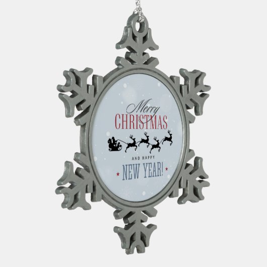 Kerstman en zijn vliegende rendierster Silhouette Tin Sneeuwvlok Ornament (Links)