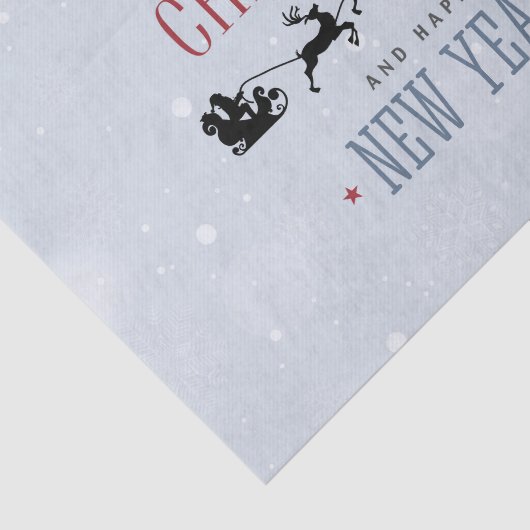 Kerstman en zijn vliegende rendierster Silhouette Tissuepapier (Detail)