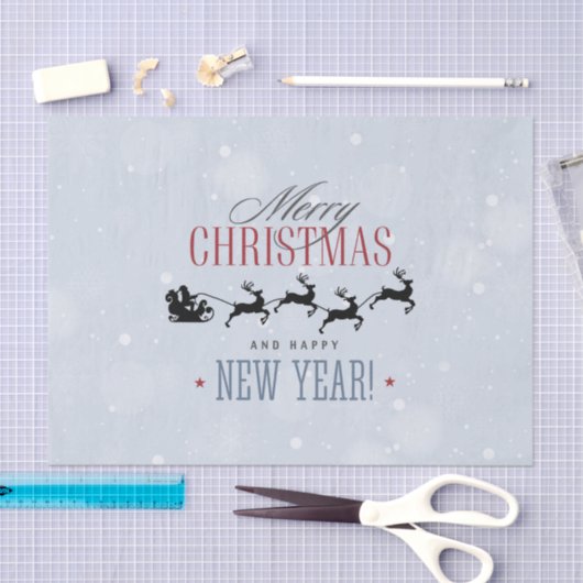 Kerstman en zijn vliegende rendierster Silhouette Tissuepapier (Craft)