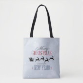 Kerstman en zijn vliegende rendierster Silhouette Tote Bag (Voorkant)